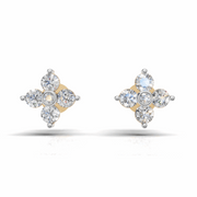 Flower Diamond Cluster Earring - 18Kt Gold vermeil